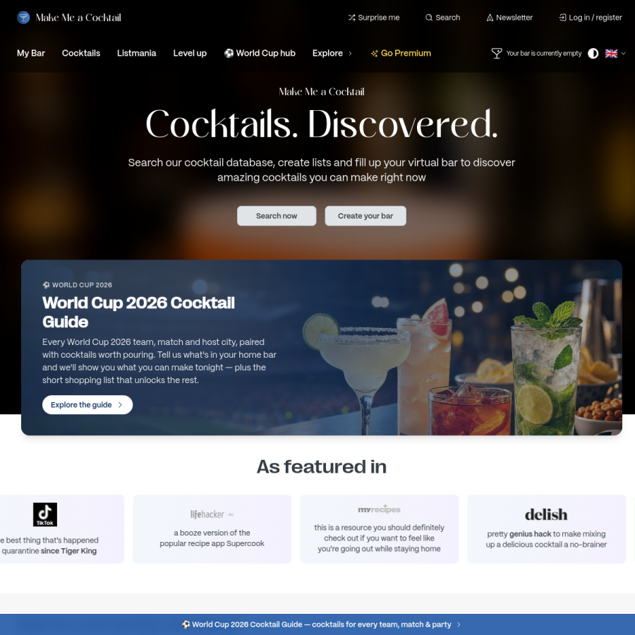 makemeacocktail.com homepage screenshot