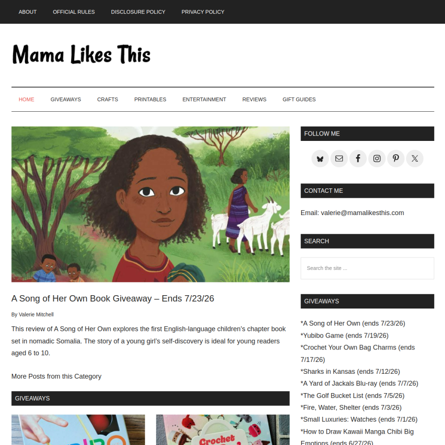 mamalikesthis.com homepage screenshot