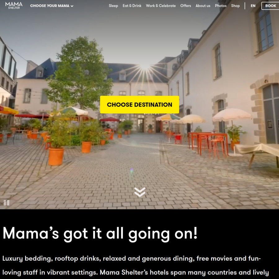 mamashelter.com homepage screenshot
