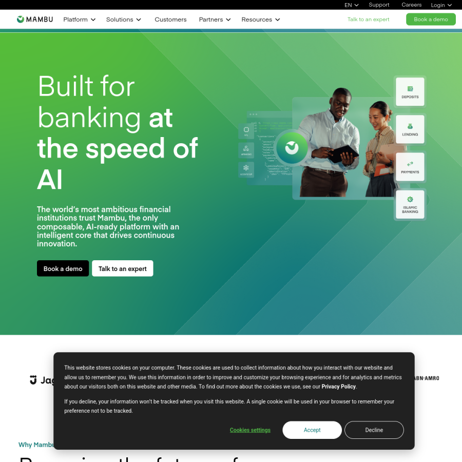mambu.com homepage screenshot