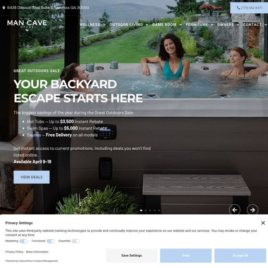 mancavestore.com homepage screenshot
