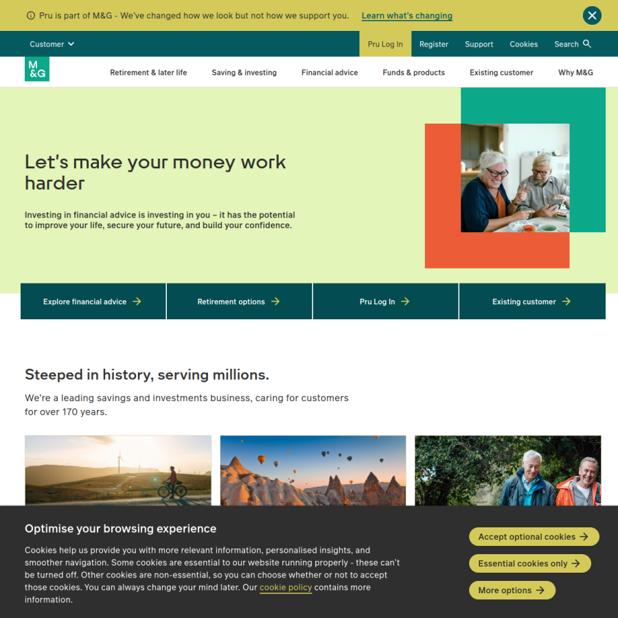 mandg.com homepage screenshot