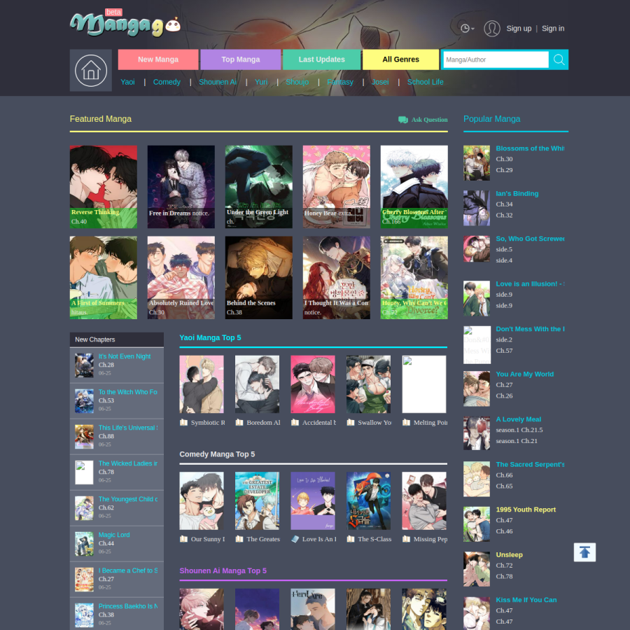 mangago.me homepage screenshot