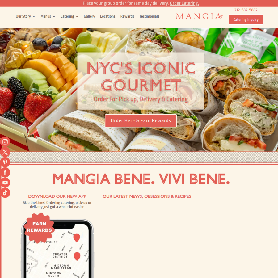 mangia.nyc homepage screenshot