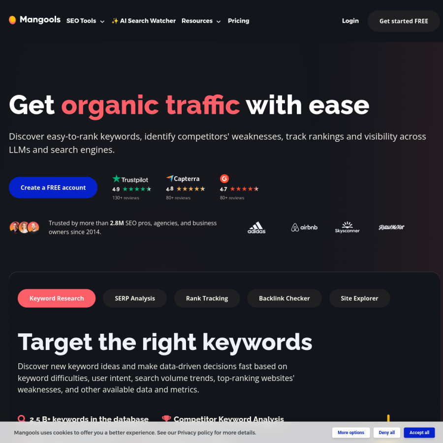 mangools.com homepage screenshot