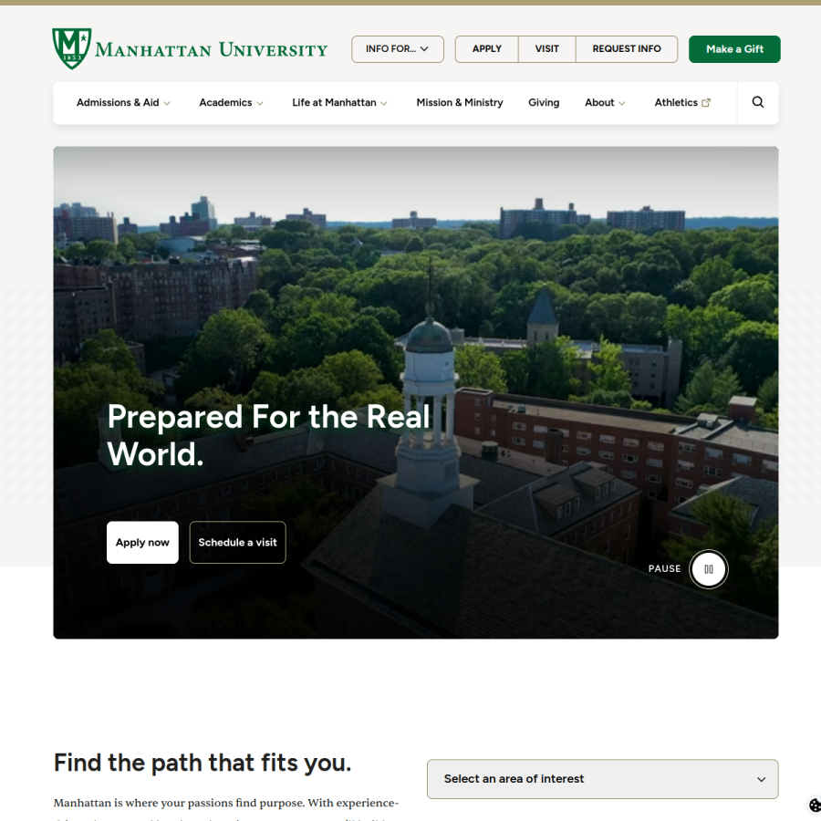manhattan.edu homepage screenshot