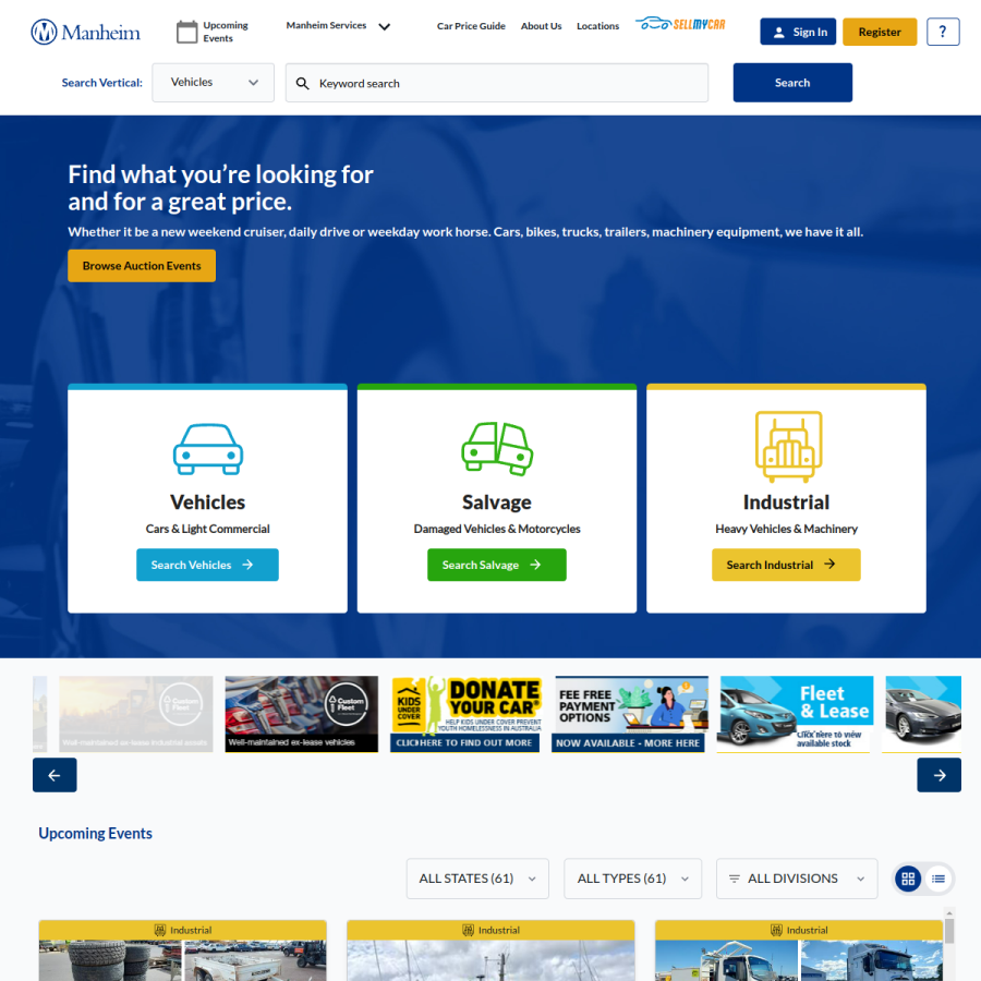manheim.com.au homepage screenshot