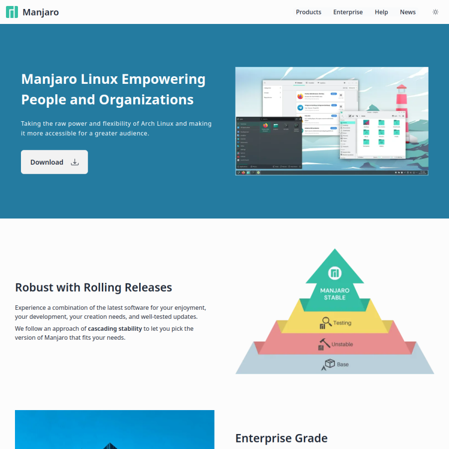 manjaro.org homepage screenshot