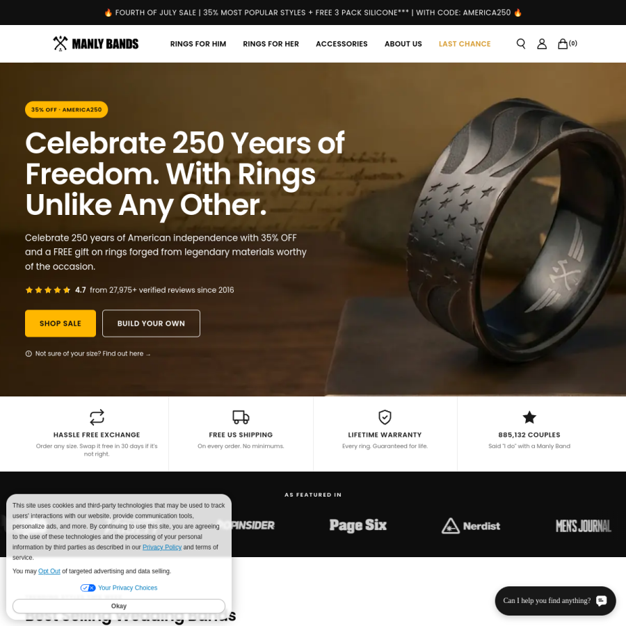 manlybands.com homepage screenshot