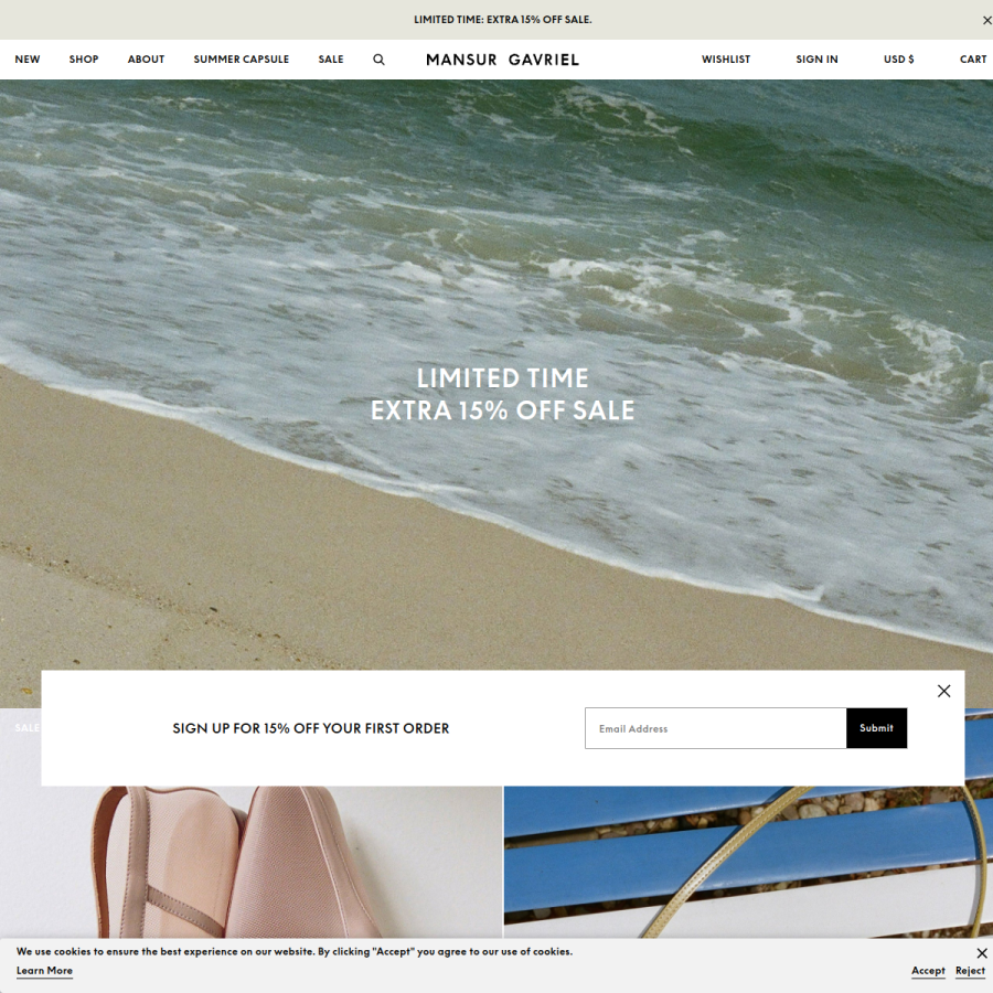 mansurgavriel.com homepage screenshot