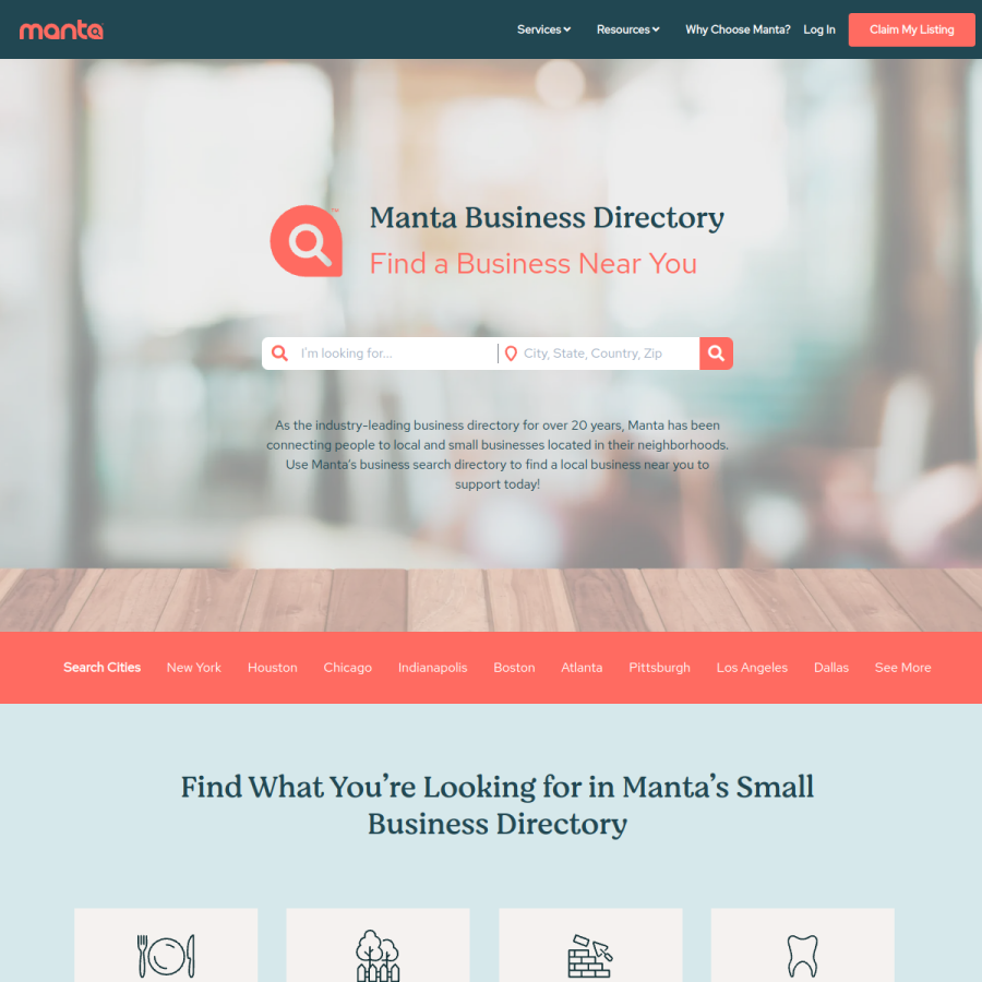 manta.com homepage screenshot