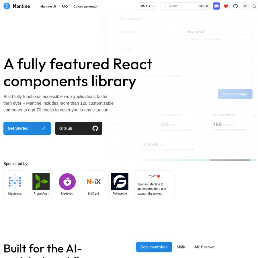 mantine.dev homepage screenshot