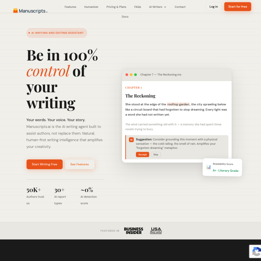 manuscripts.ai homepage screenshot