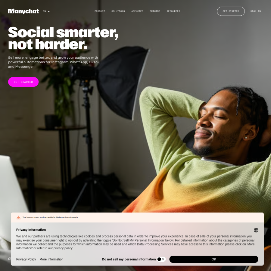 manychat.com homepage screenshot