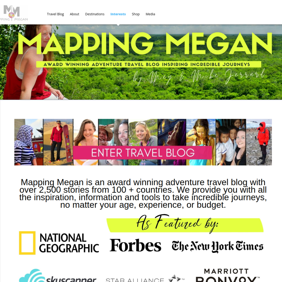 mappingmegan.com homepage screenshot