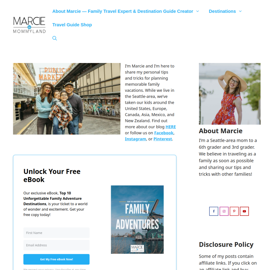 marcieinmommyland.com homepage screenshot