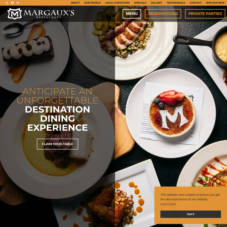 margauxsrestaurant.com homepage screenshot