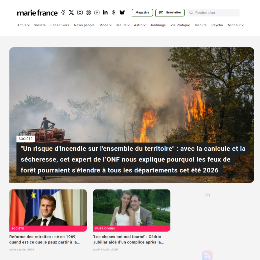 mariefrance.fr homepage screenshot