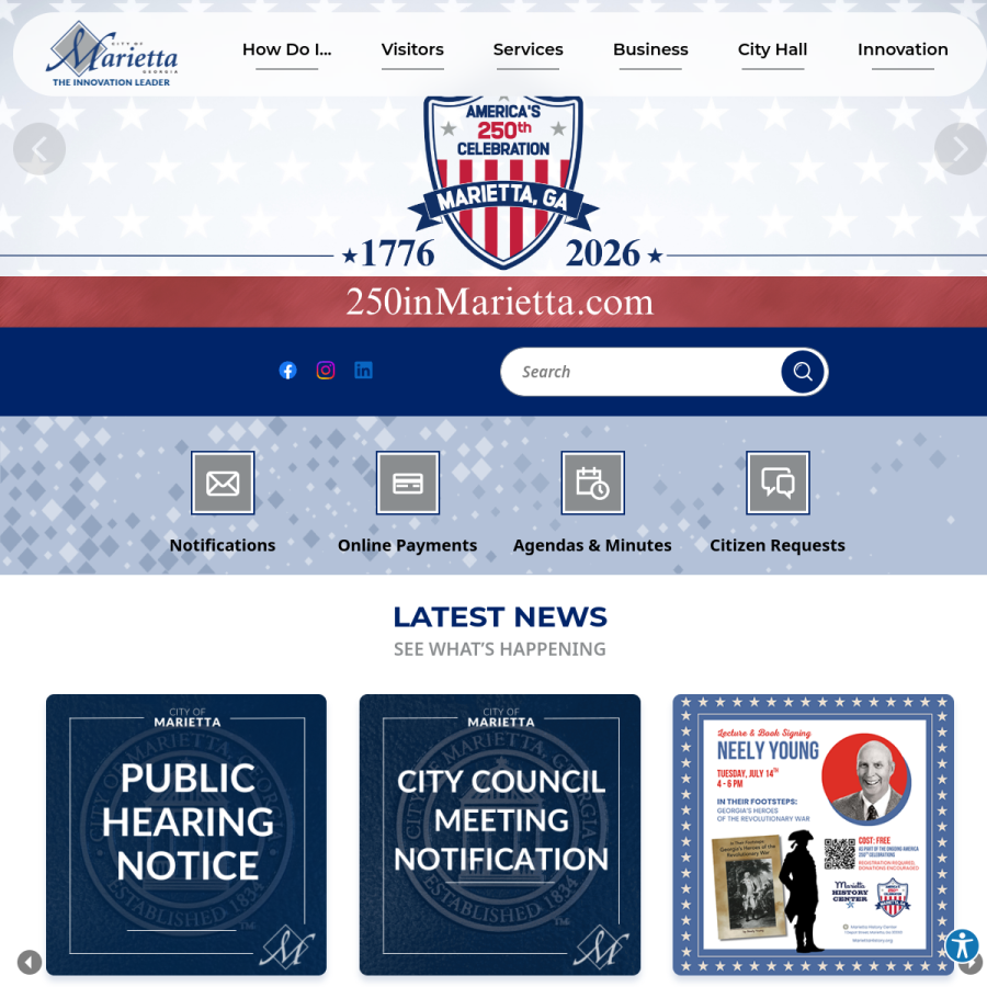 mariettaga.gov homepage screenshot