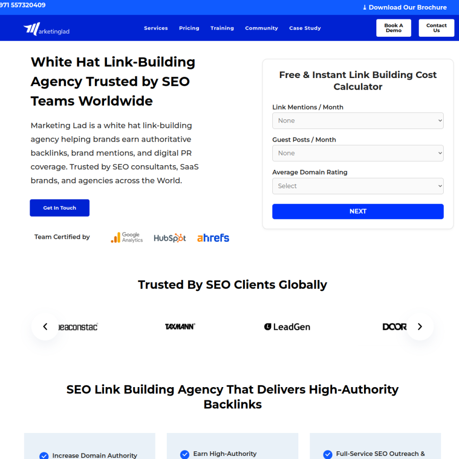 marketinglad.io homepage screenshot