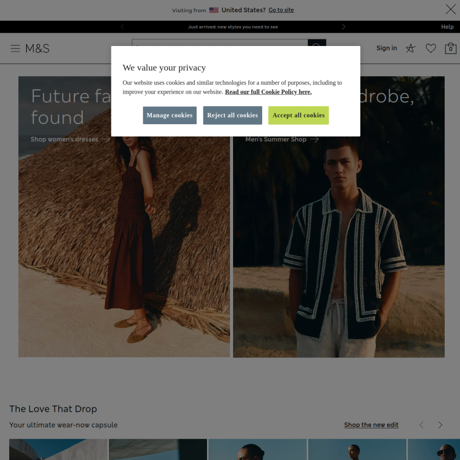 marksandspencer.com homepage screenshot
