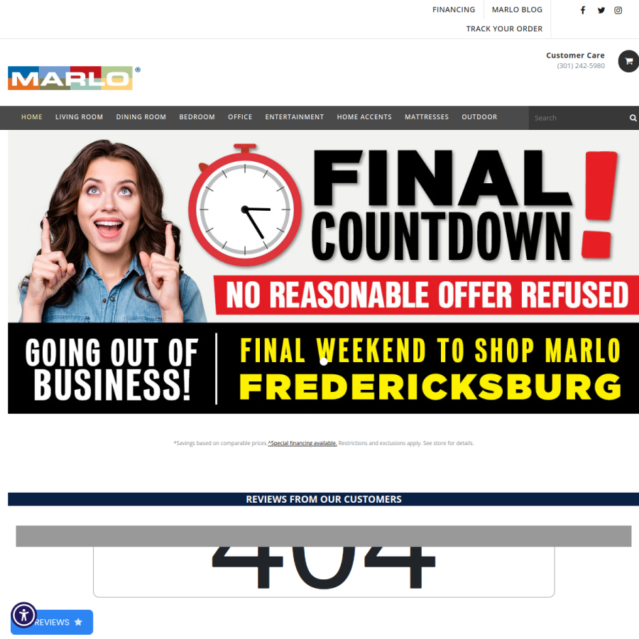 marlofurniture.com homepage screenshot