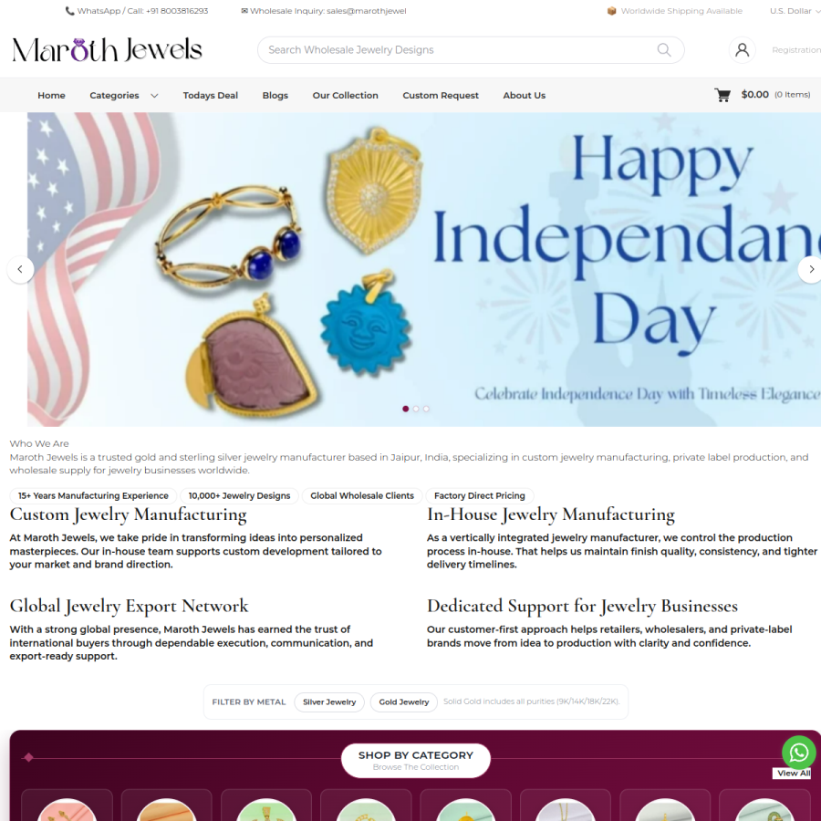 marothjewels.com homepage screenshot