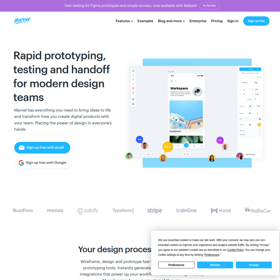 marvelapp.com homepage screenshot