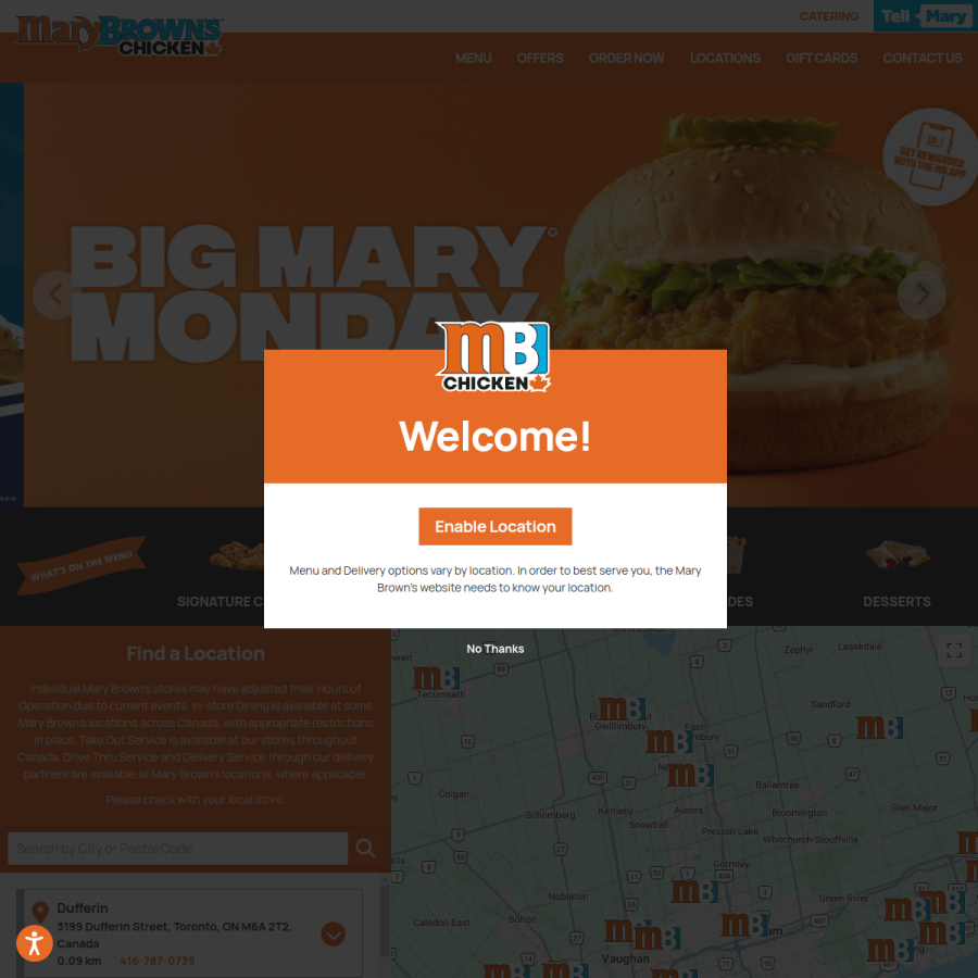 marybrowns.com homepage screenshot