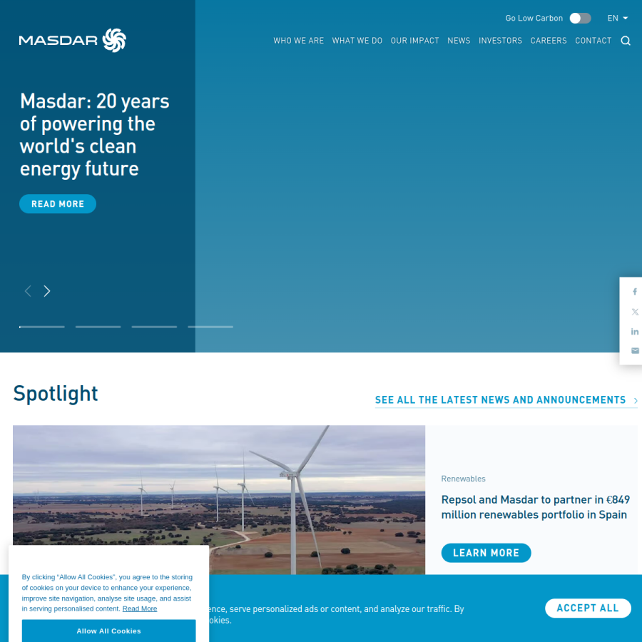 masdar.ae homepage screenshot