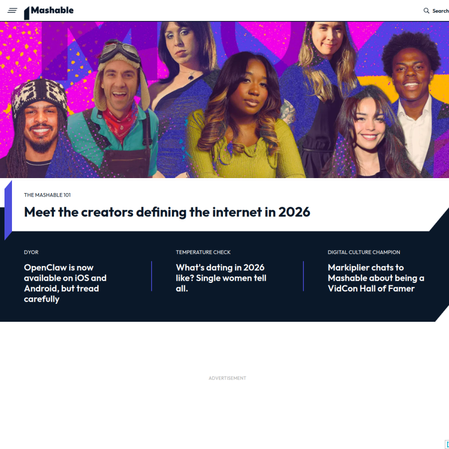 mashable.com homepage screenshot