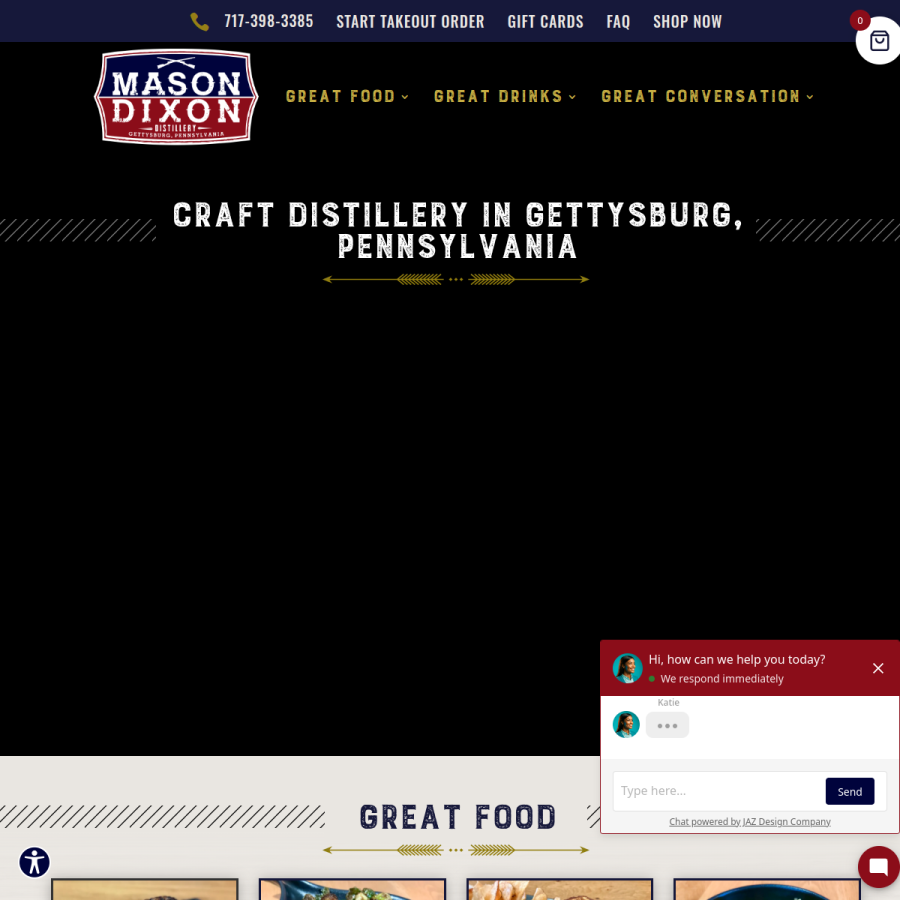 masondixondistillery.com homepage screenshot