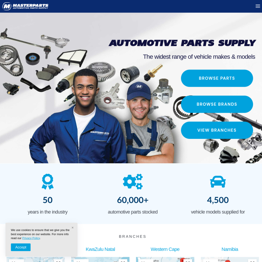 masterparts.com homepage screenshot