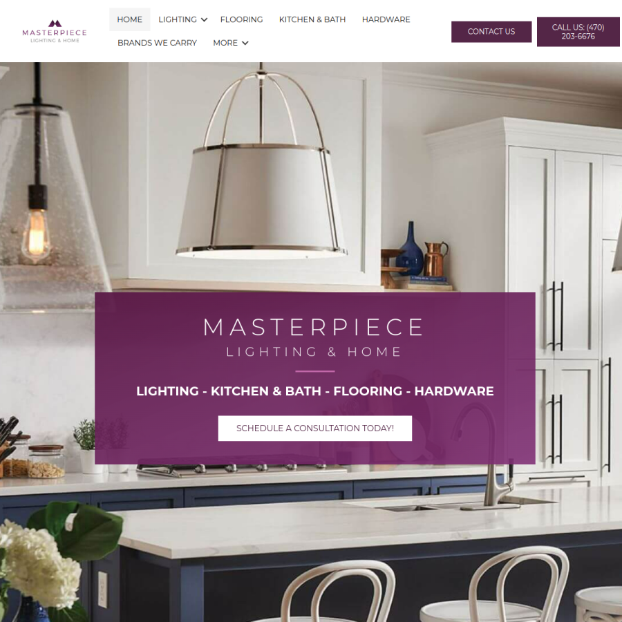 masterpiecelighting.com homepage screenshot