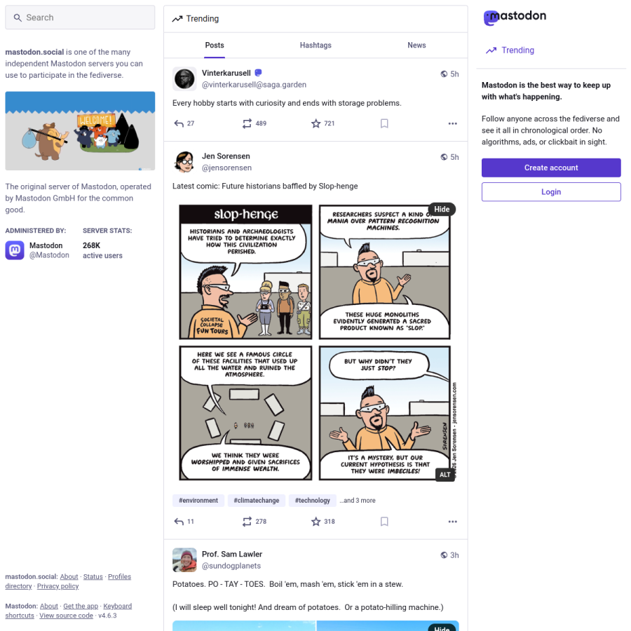 mastodon.social homepage screenshot
