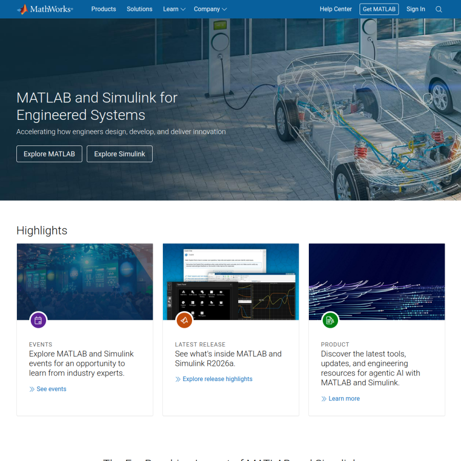 mathworks.com homepage screenshot