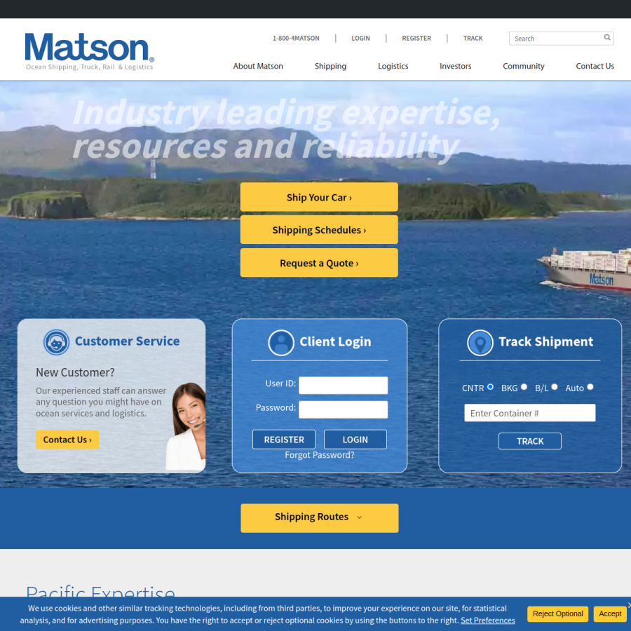 matson.com homepage screenshot