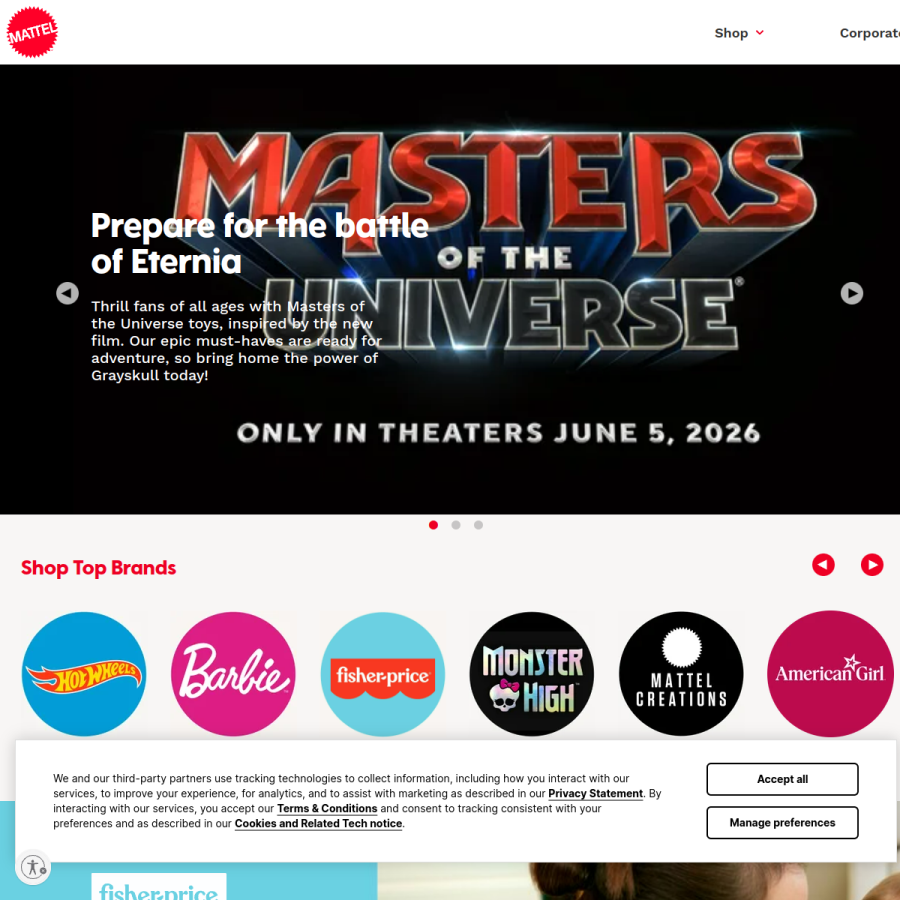mattel.com homepage screenshot