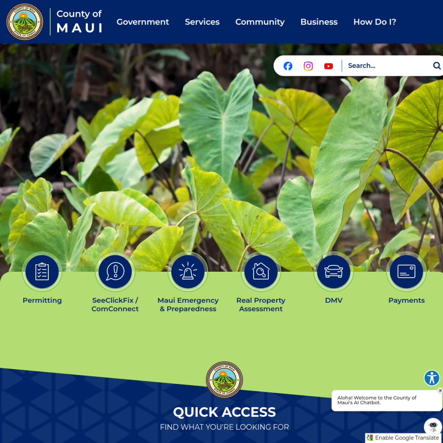 mauicounty.gov homepage screenshot
