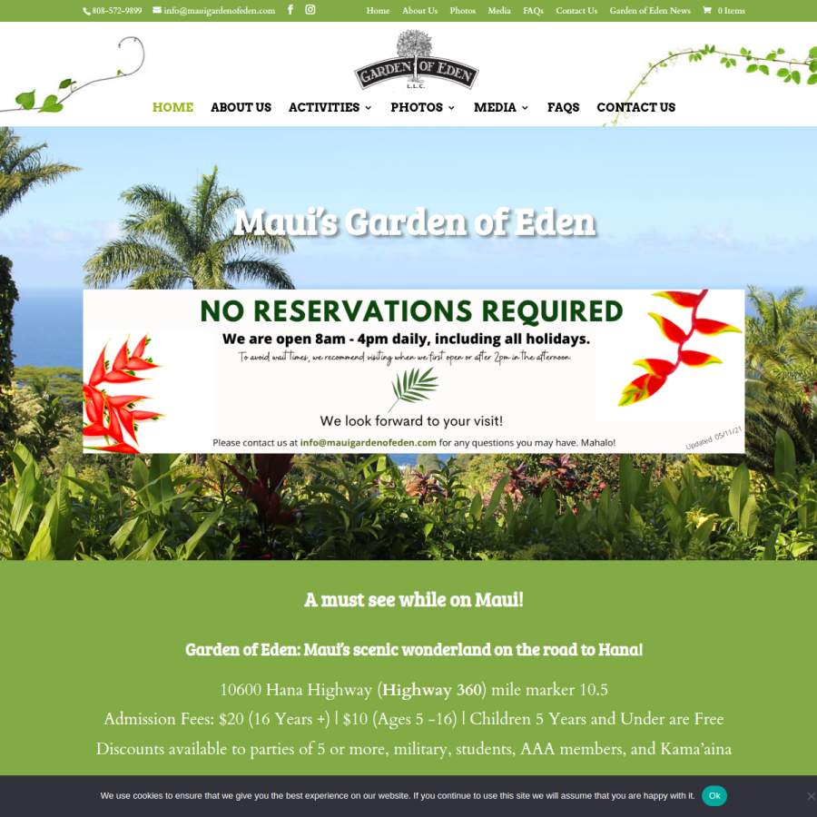 mauigardenofeden.com homepage screenshot