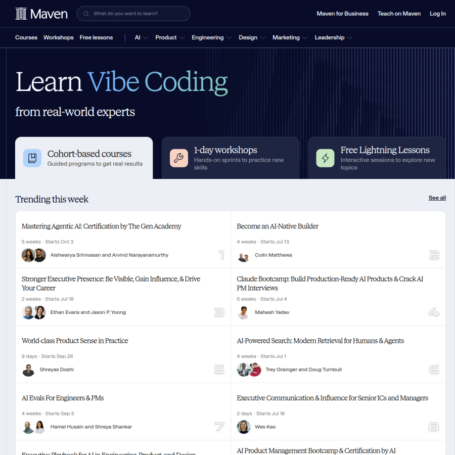 maven.com homepage screenshot