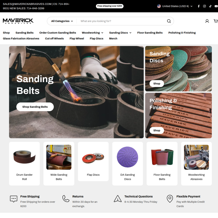 maverickabrasives.com homepage screenshot
