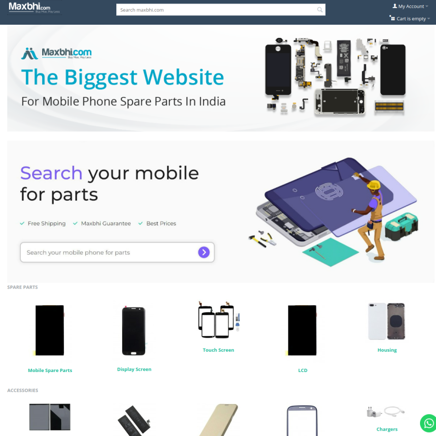 maxbhi.com homepage screenshot