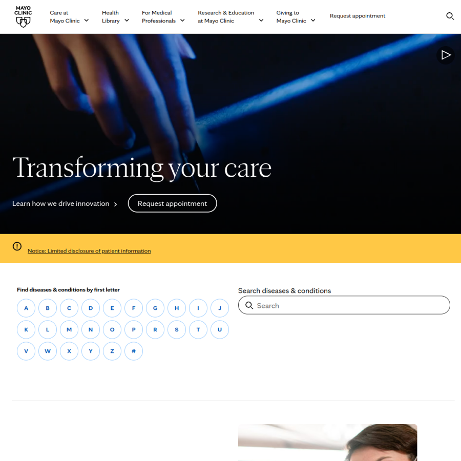 mayoclinic.org homepage screenshot