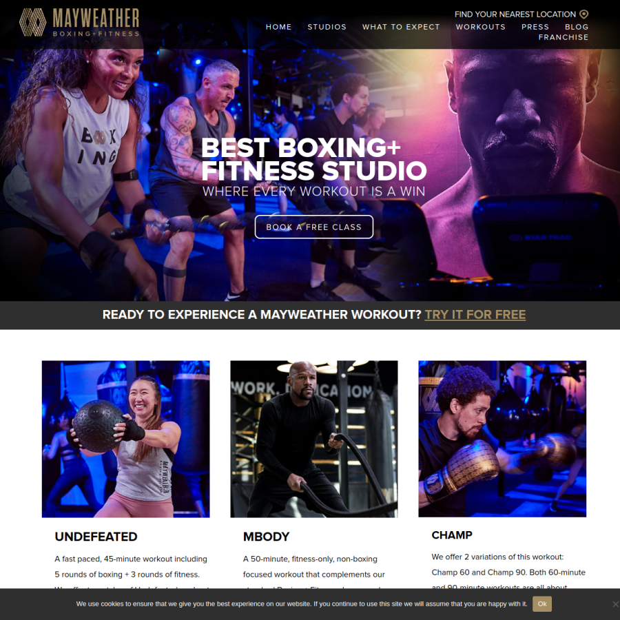 mayweather.fit homepage screenshot