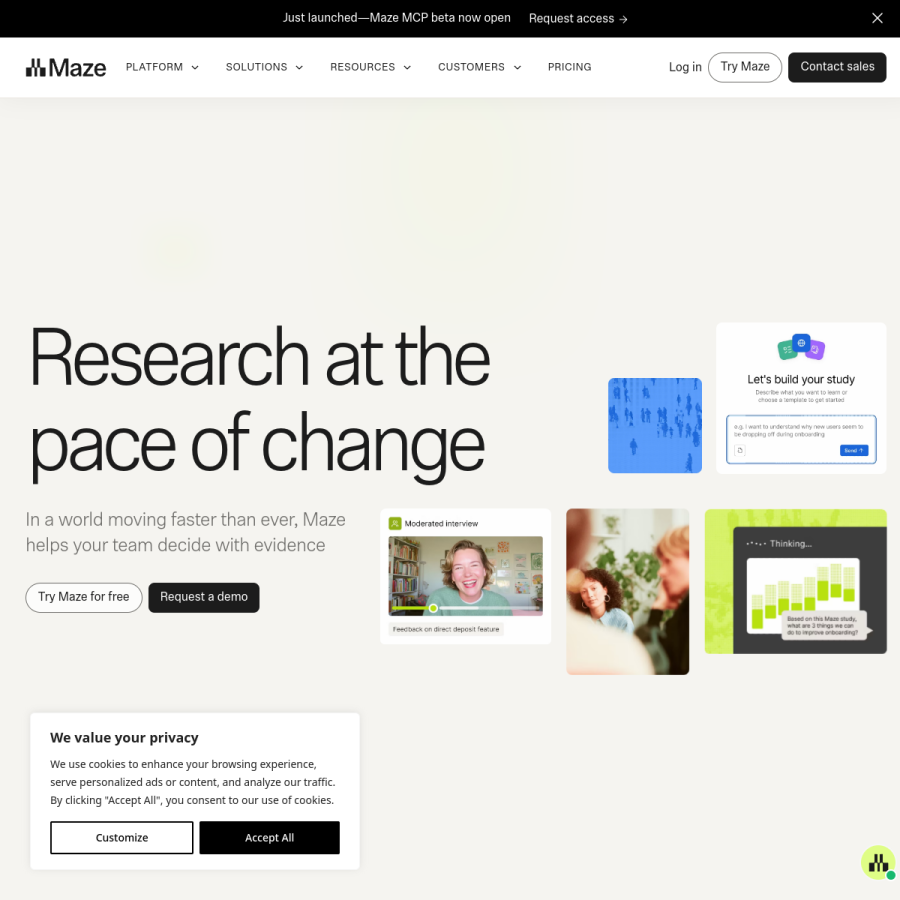 maze.co homepage screenshot