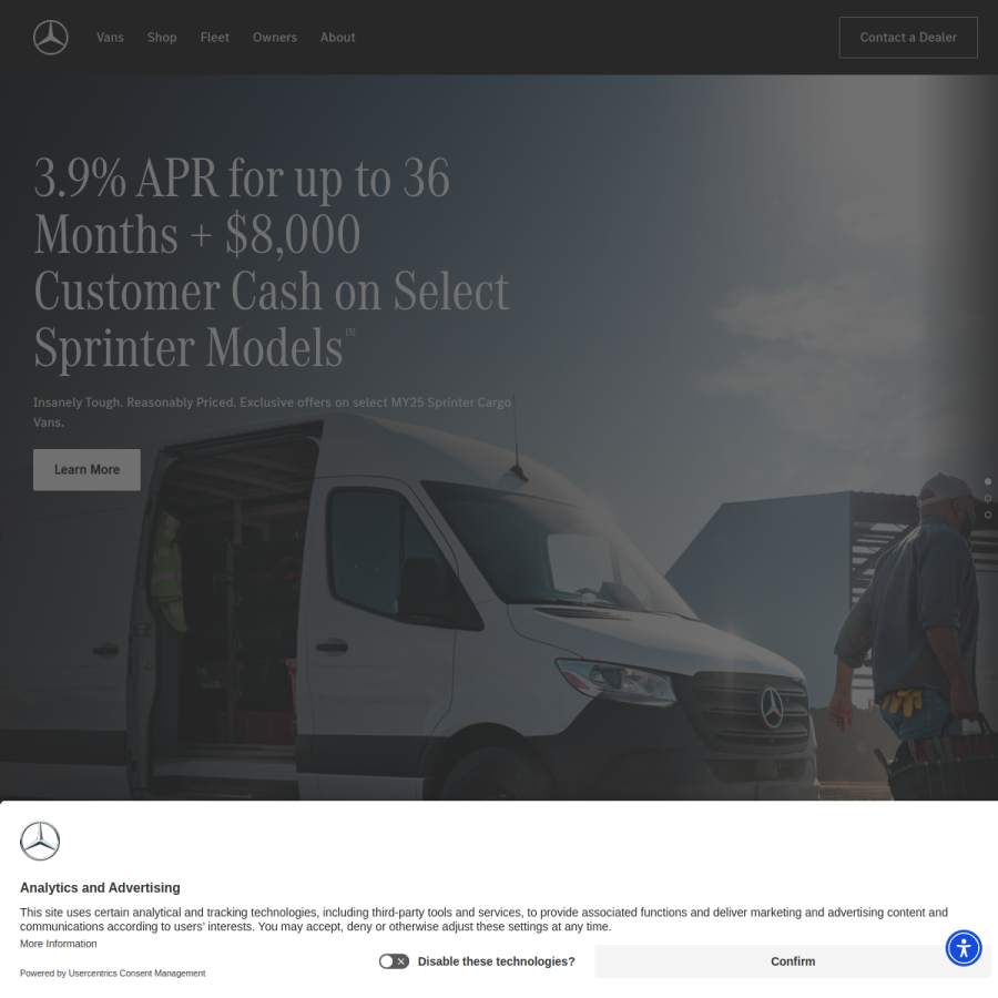 mbvans.com homepage screenshot