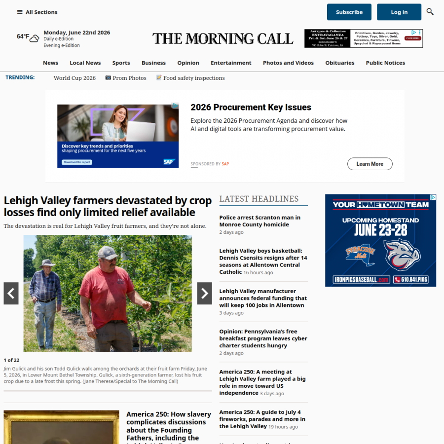 mcall.com homepage screenshot