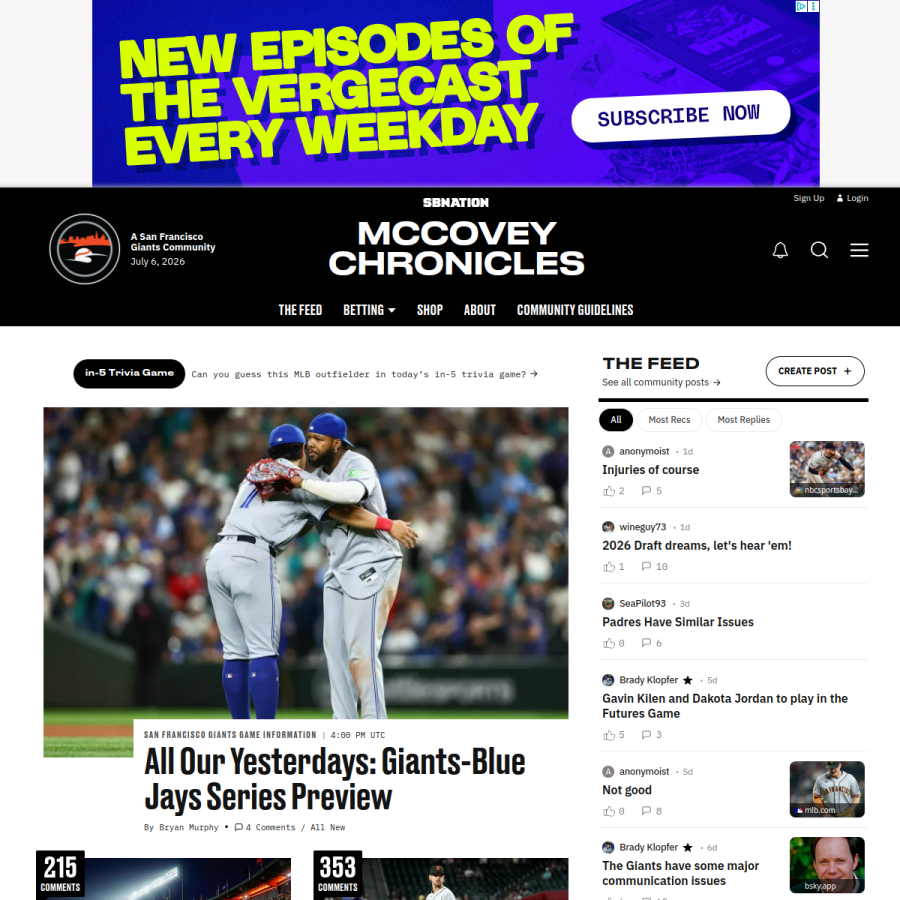 mccoveychronicles.com homepage screenshot