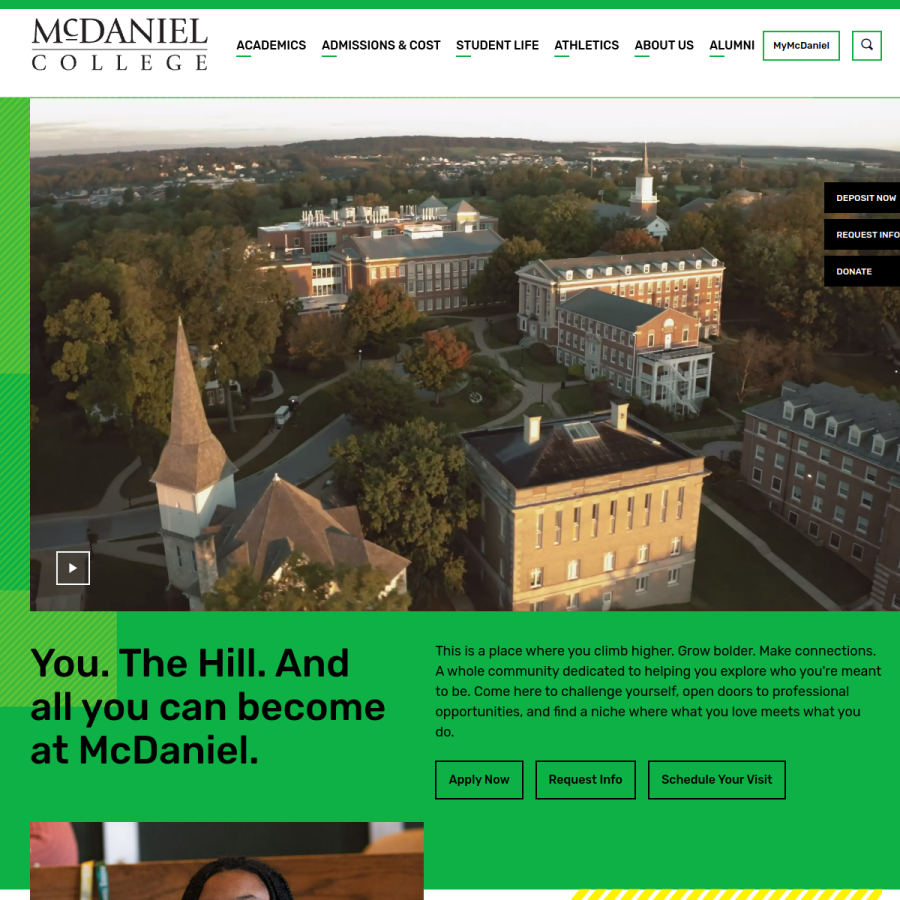 mcdaniel.edu homepage screenshot